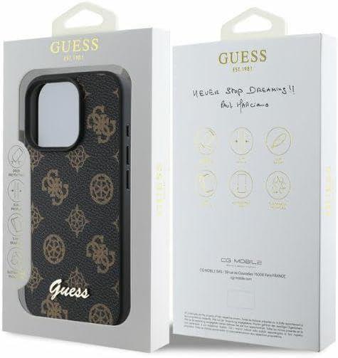 Guess Leather Peony Script Case with MagSafe for iphone 16 Pro 6.3 Black - GUHMP16LPGPYSK"
