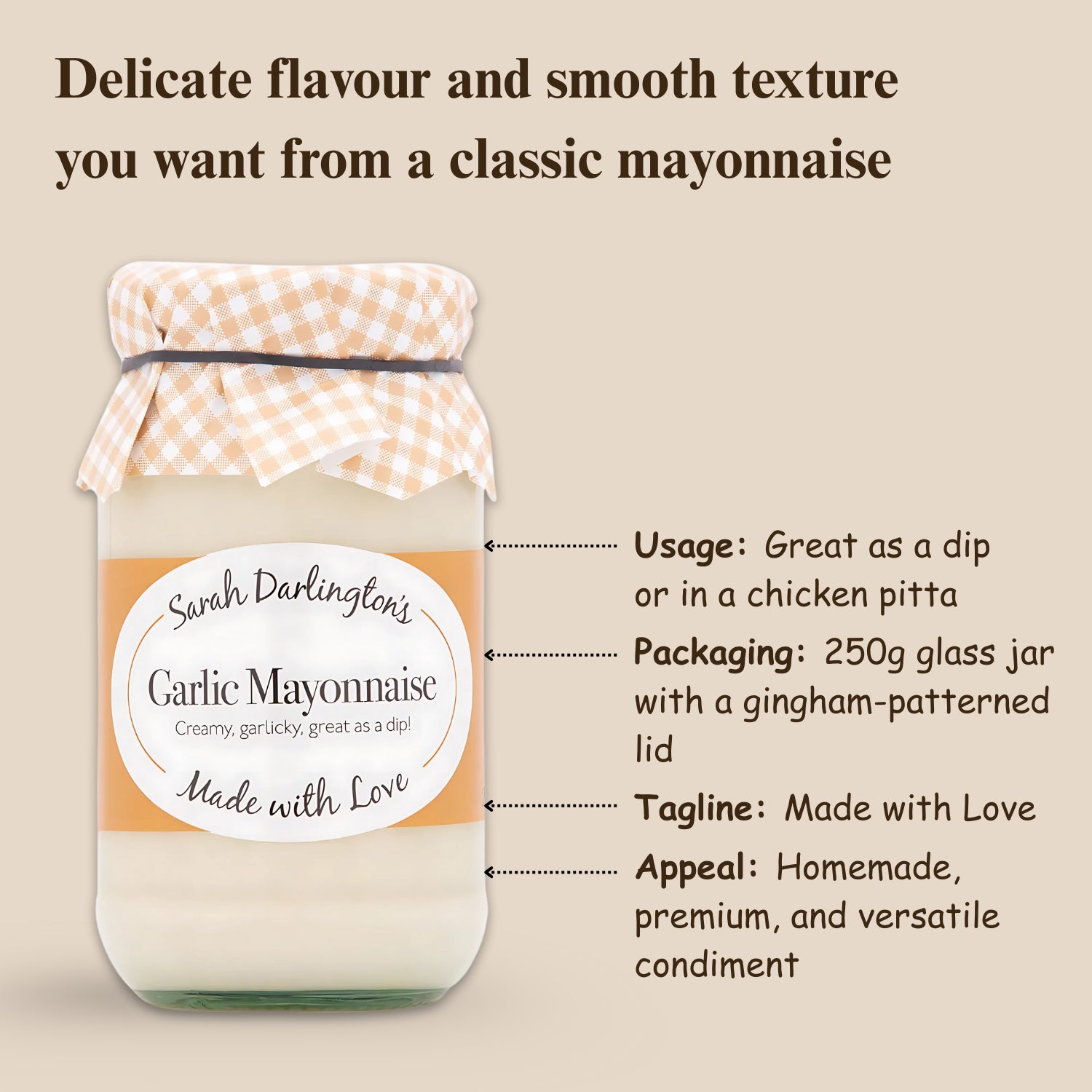 Mrs Darlington's Garlic Mayonnaise Creamy Dip and Spread, Paste - 250g