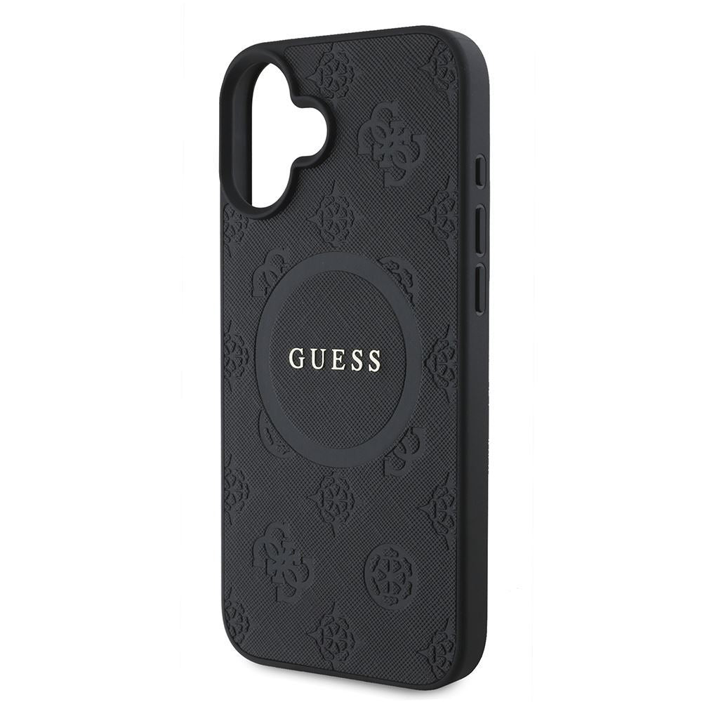 Guess Saffiano Peony Classic Logo Case with MagSafe for iPhone 16 6.1" Black - GUHMP16SAPSMEK