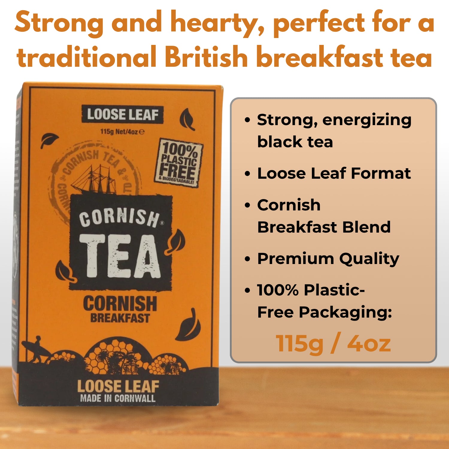 Cornish Tea Breakfast Loose Leaf Plastic Free & Biodegradable Tea Bags 115g