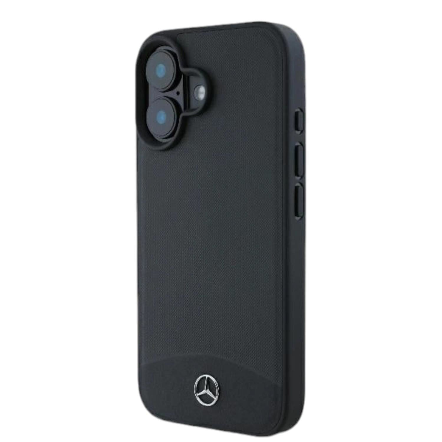 Mercedes Hard Textured and Plain Smooth Leather Case with MagSafe for iPhone 16 6.1" Black  - MEHMP16S23RBARK