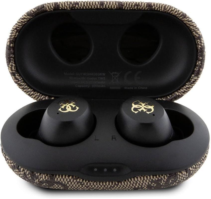 Guess 4G Metal Logo True Wireless Earbuds with Charging Case Brown - GUTWSP4EGW