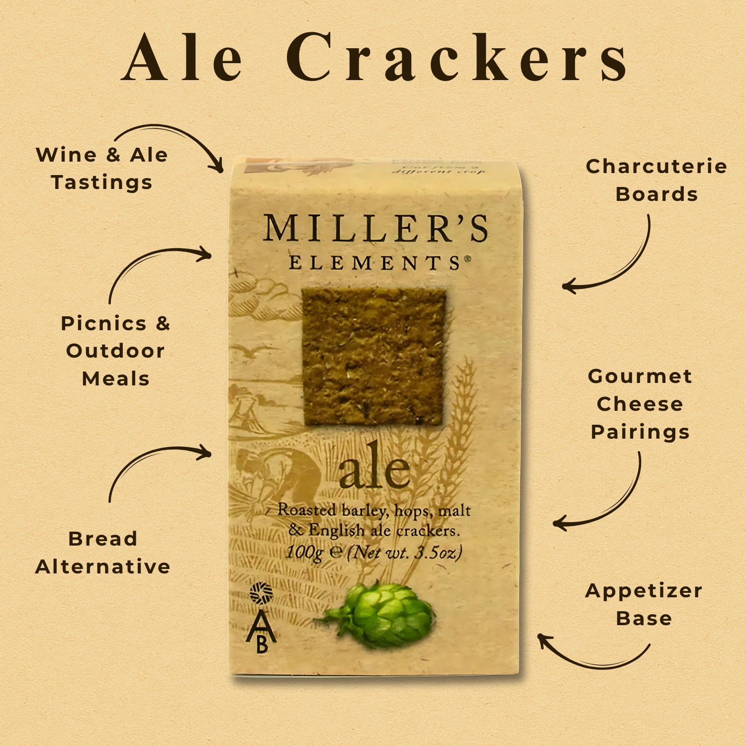 Millers Elements Crackers Ale Flavour Roasted Barley, Malt, Hops - 100g