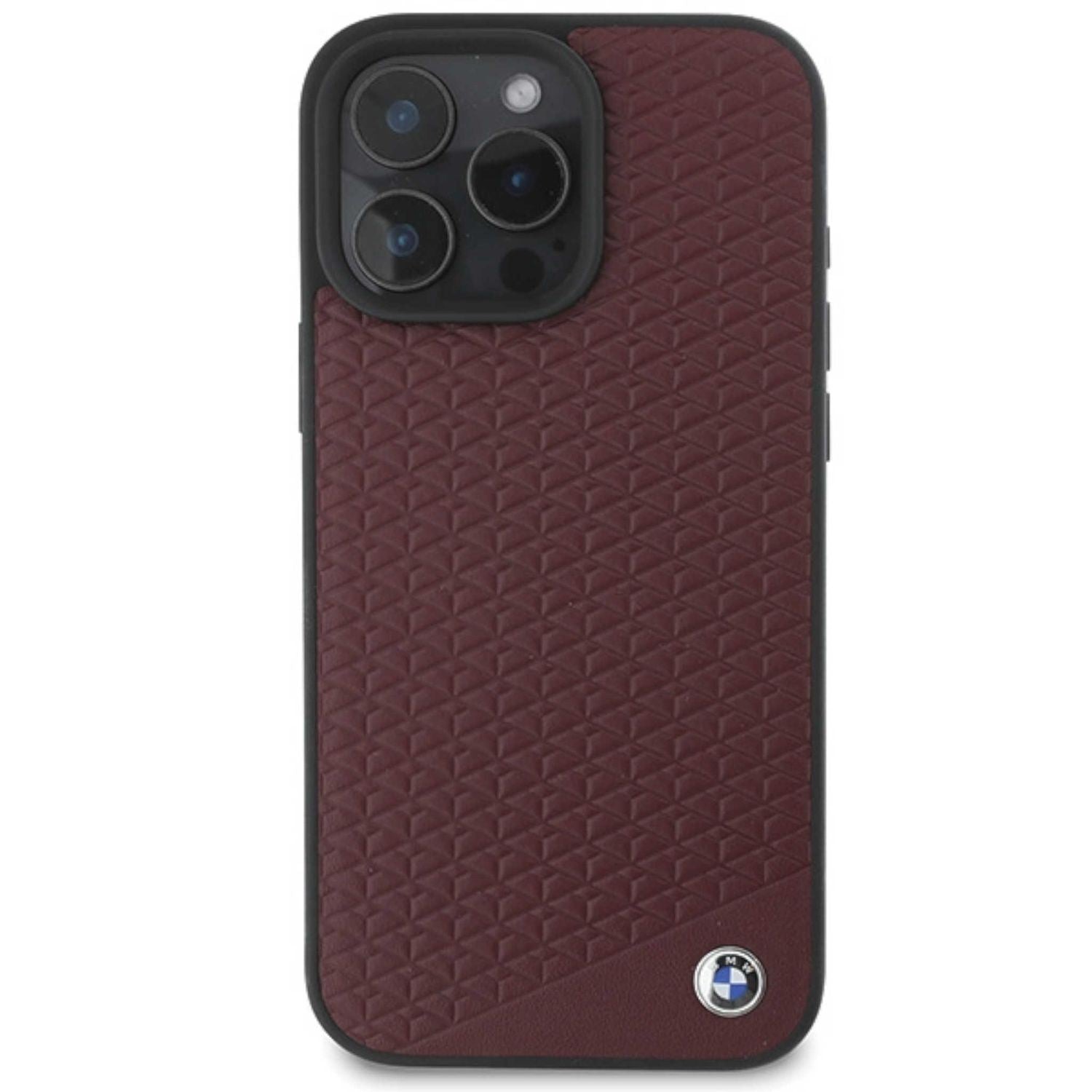 BMW Sign Leather Diamond Metal Logo Case with MagSafe for iPhone 16 Pro Max 6.9" Red - BMHMP16X23RDDR