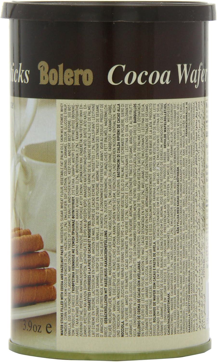 Bolero Cocoa Wafer Sticks Filled with Cocoa and Hazelnut Paste - 110g