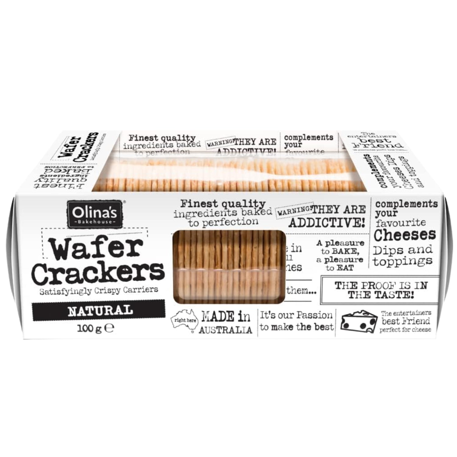 Olinas Bakehouse Natural Wafer Crackers Crispy Snack Ideal with Dips 100g