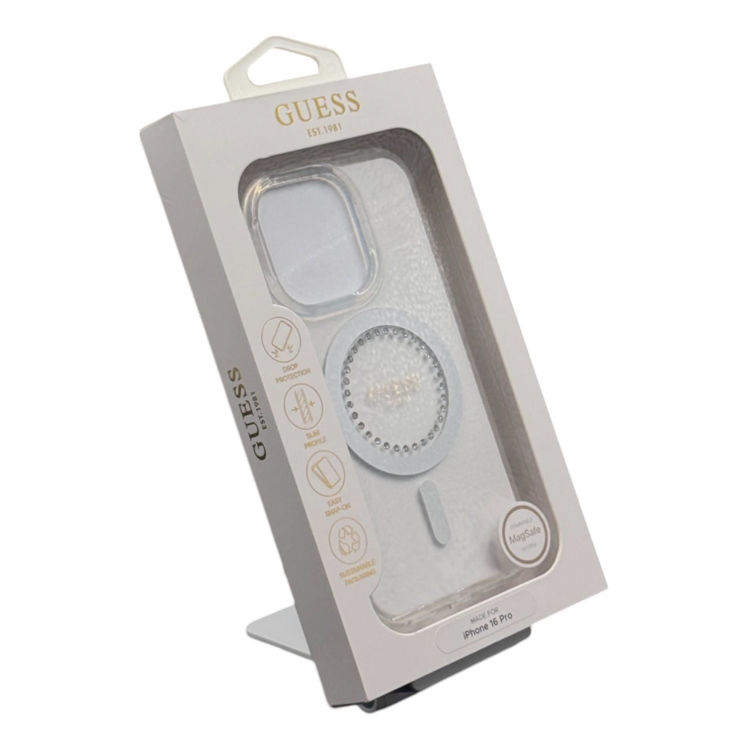 Guess IML Rhinestones Case with MagSafe for iPhone 16 Pro 6.3" Clear