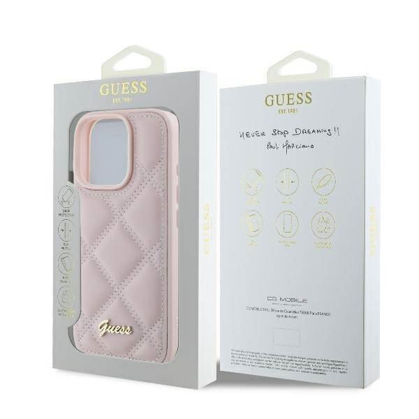 Guess Quilted Metal Logo Case for iPhone 16 Pro Max 6.9" Pink