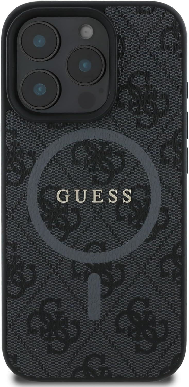Guess PU Leather 4G Coloured Ring Case with MagSafe for iphone 16 Pro Max 6.9" Black - GUHMP16XG4GFRK