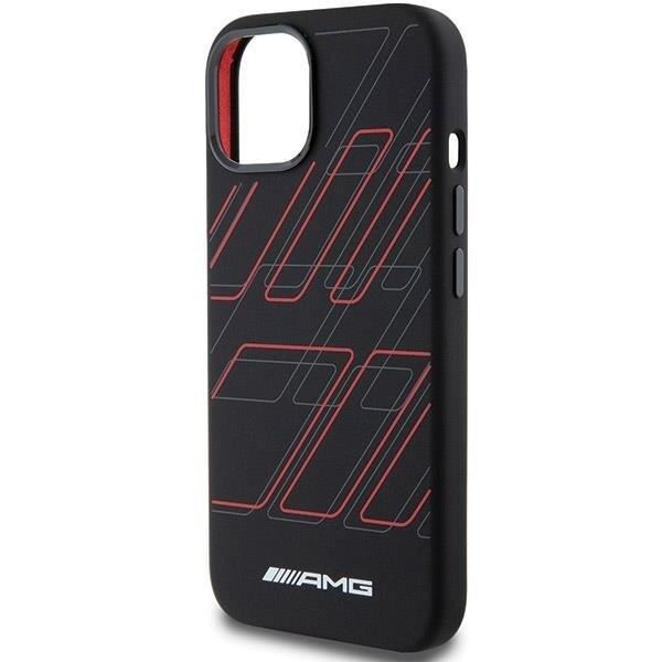 Official Mercedes AMG Large Rhombuses Pattern Silicone Case with MagSafe for iphone 15 6.1" Black - AMHMP15S23SSPK