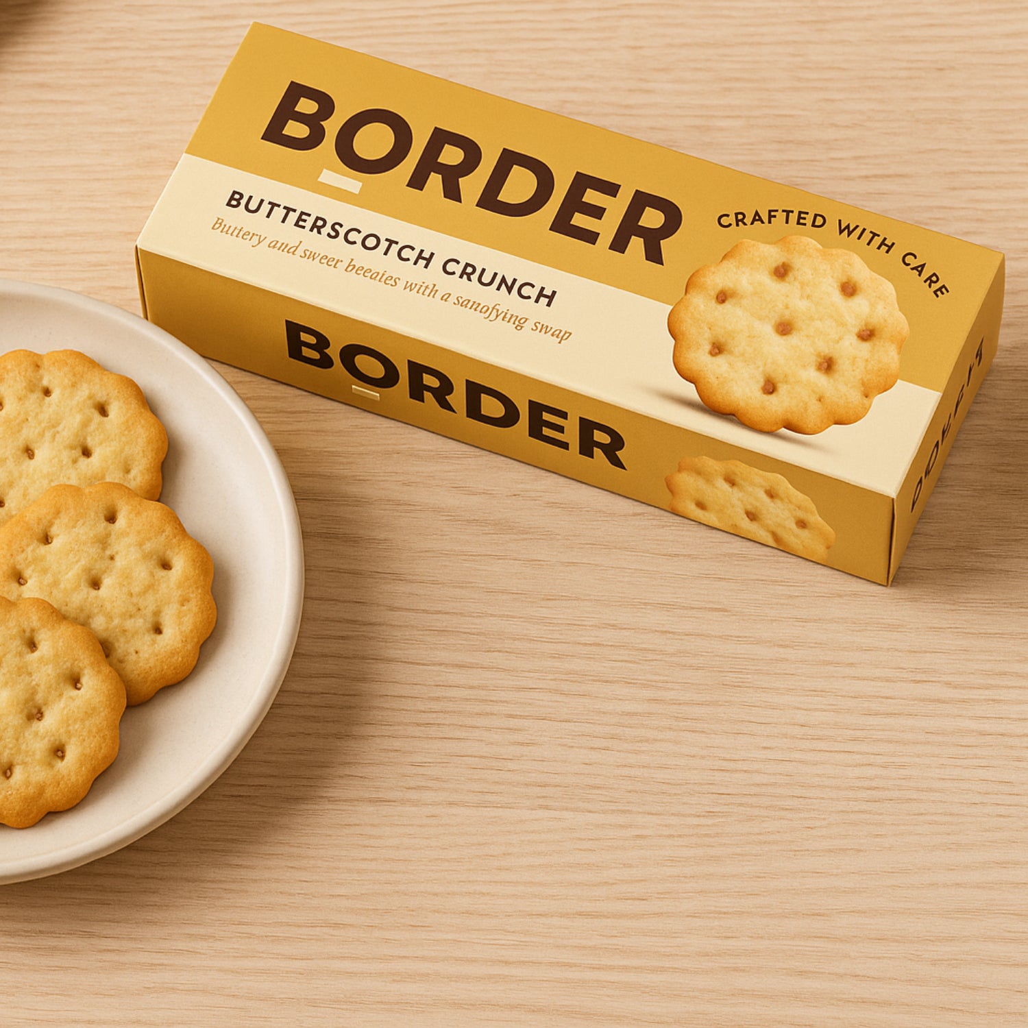 Border Butterscotch Flavour Crunch Biscuits Sweet Buttery Snap - 135g
