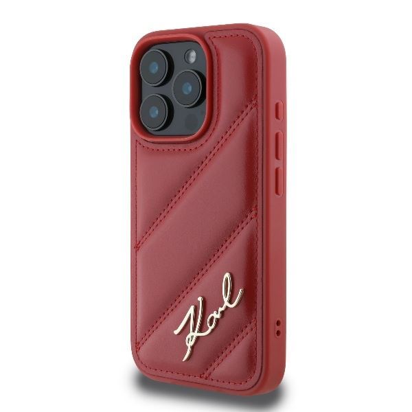 Karl Lagerfeld Quilted Signature Case for iPhone 16 Pro Max 6.9" Red