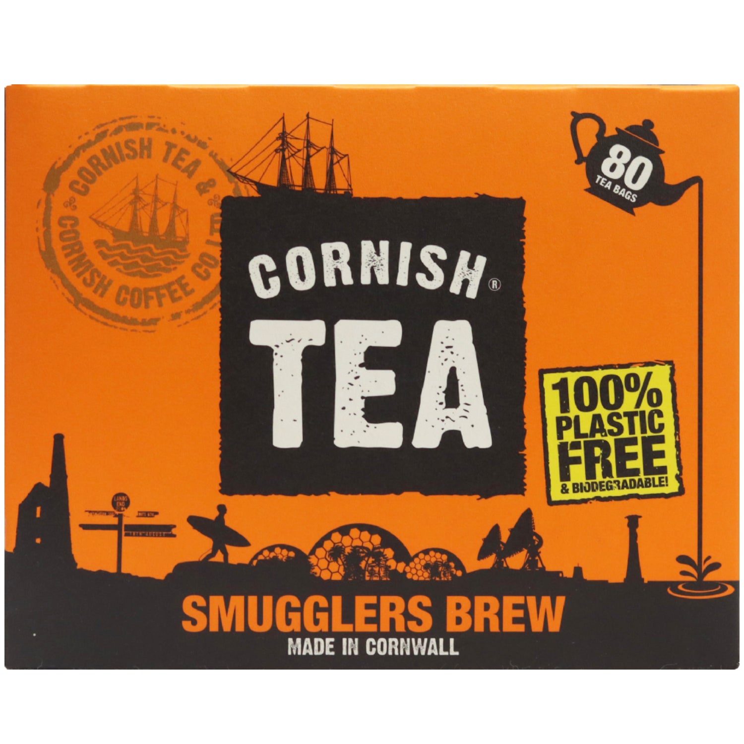 Cornish Tea Smugglers Brew 80 Tea Bags 100% Plastic Free & Biodegradable 250g