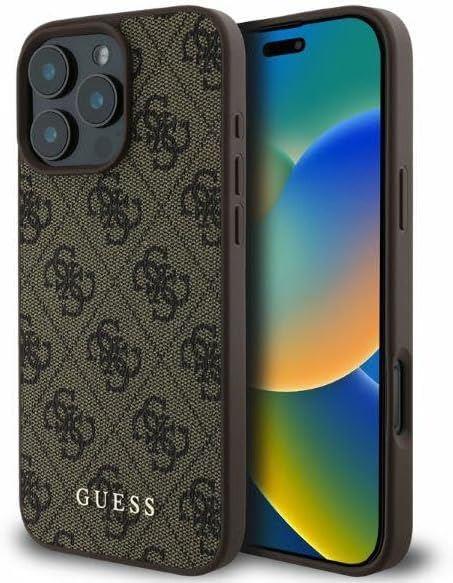 Guess Leather 4G Classic Logo Hardcase with MagSafe for iphone 16 Pro 6.3 Brown - GUHCP16LG4GFBR"