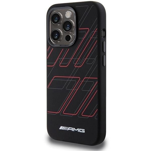 Official Mercedes AMG Large Rhombuses Pattern Silicone Case with MagSafe for iphone 15 Pro 6.1" Black - AMHMP15L23SSPK
