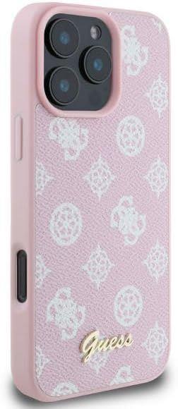 Guess Leather Saffiano Peony Classic Logo Hardcase with MagSafe for iphone 16 Pro Max 6.9 Pink - GUHMP16XPGPYSP"