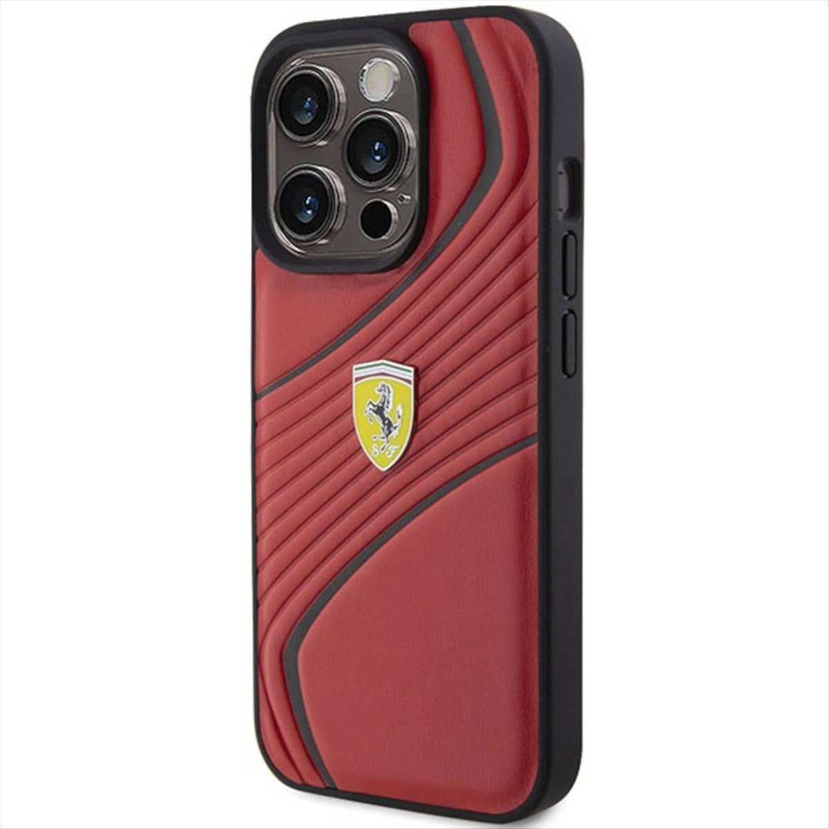 Ferrari Twist Metal Logo Case for iphone 15 Pro 6.1" Red - FEHCP15SPTWR