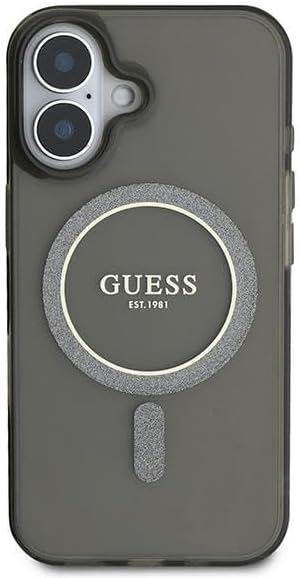 Guess IML Glitter Circle Case with MagSafe for iPhone 16 6.1" Black - GUHMP16SHFGEREK