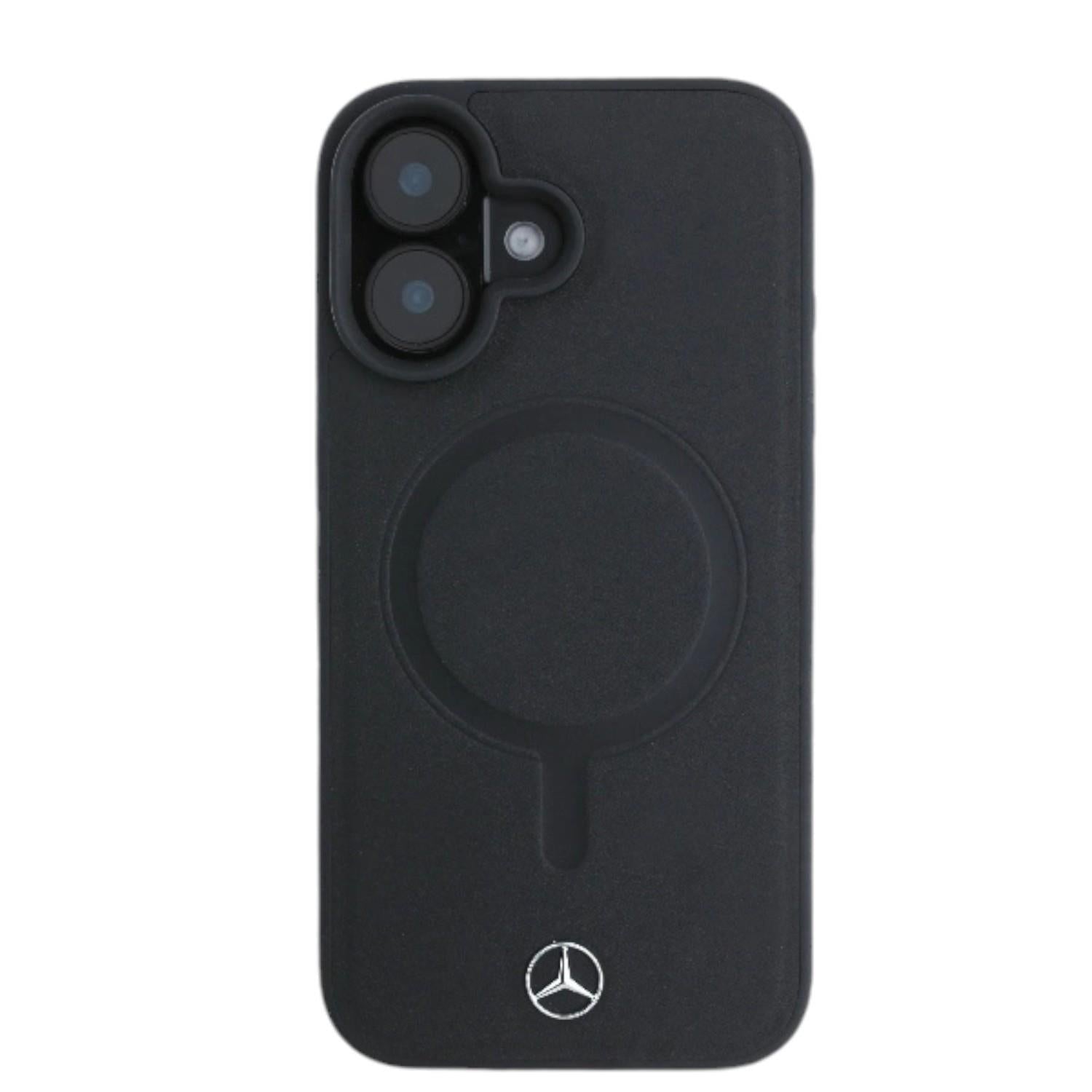 Mercedes Plain Smooth Leather Case with MagSafe for iPhone 16 6.1" Black - MEHMP16S23RCMK