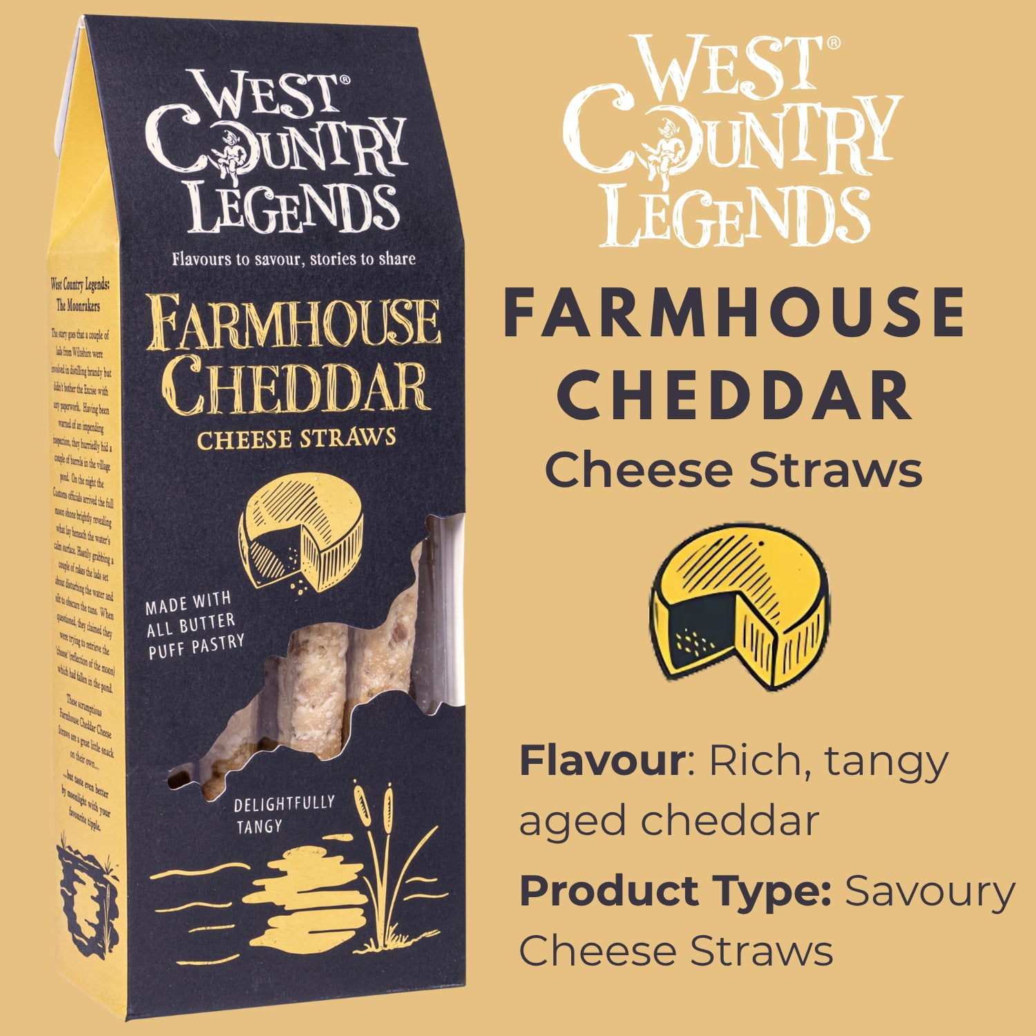 West Country Farmhouse Cheddar Cheese Straws All Butter Puff Pastry - 100g
