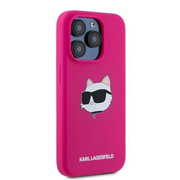 Karl Lagerfeld Choupette Head Silicone Case with MagSafe Case for iPhone 15 Pro Max 6.7" Pink - KLHMP15XSCHPPLF