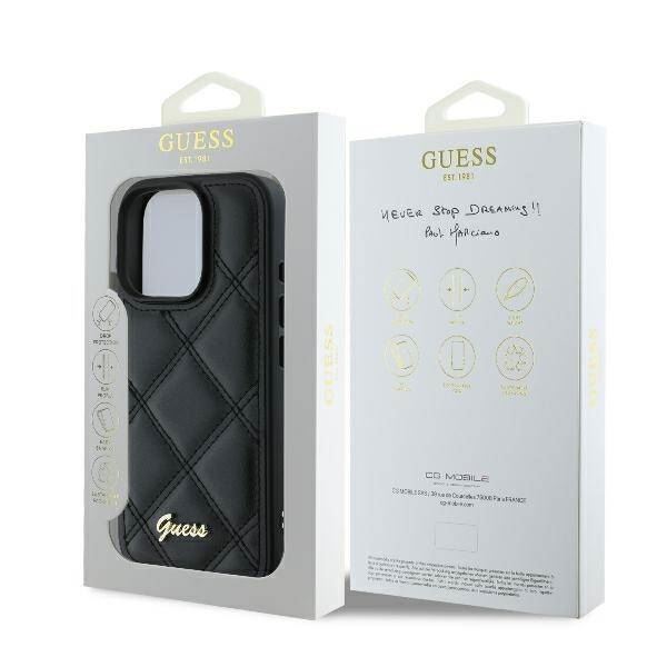 Guess Quilted Metal Logo Case for iPhone 16 Pro Max 6.9" Black