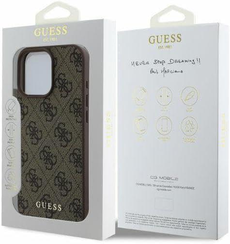 Guess Leather 4G Classic Logo Hardcase with MagSafe for iphone 16 Pro 6.3 Brown - GUHCP16LG4GFBR"