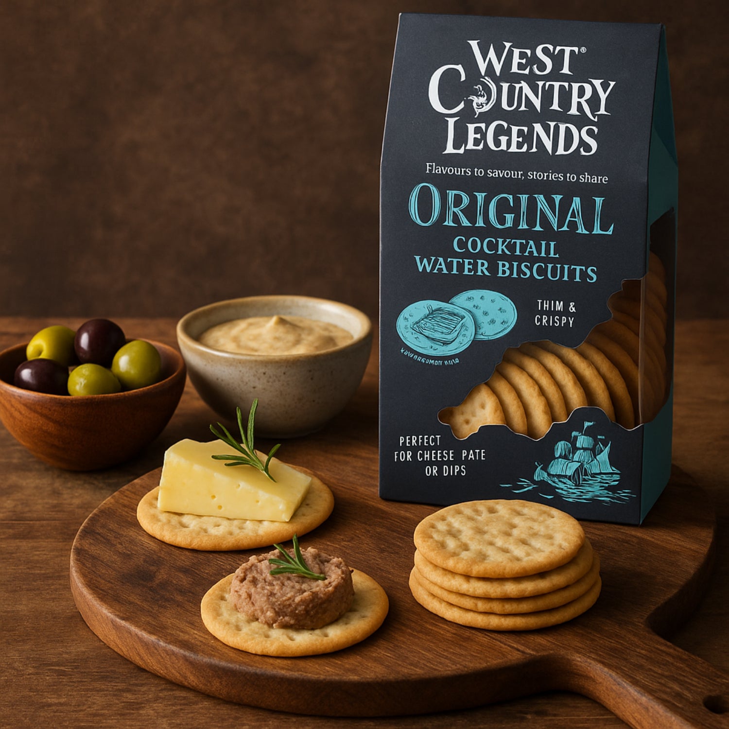 West Country Legends Original Cocktail Water Biscuits Thin & Crispy 100g