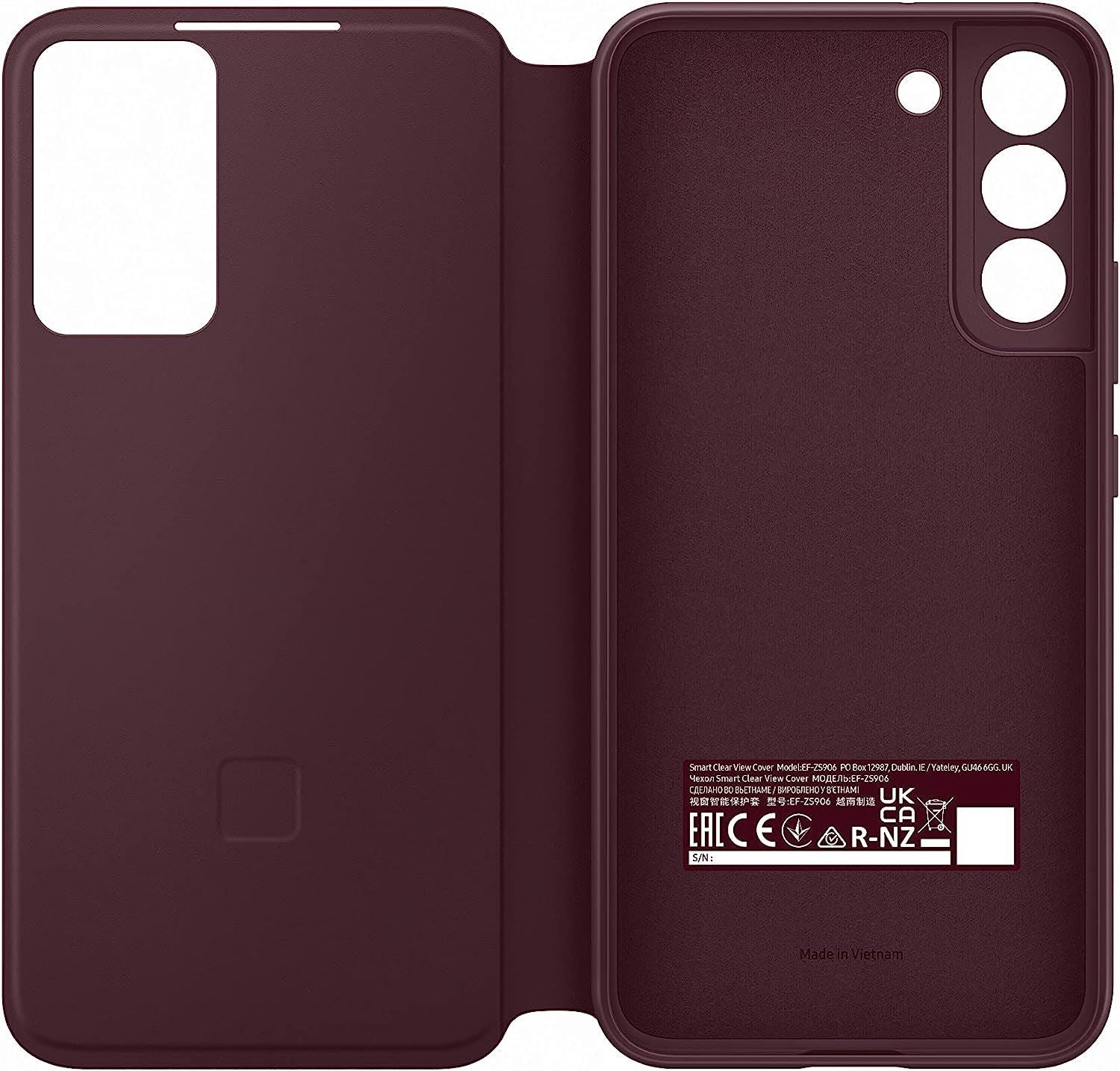 Official Samsung Galaxy S22 Plus Smart Clear View Cover Burgandy - EF-ZS906CEEGWW