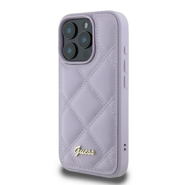 Guess Quilted Metal Logo Case for iPhone 16 Pro 6.3" Light Purple