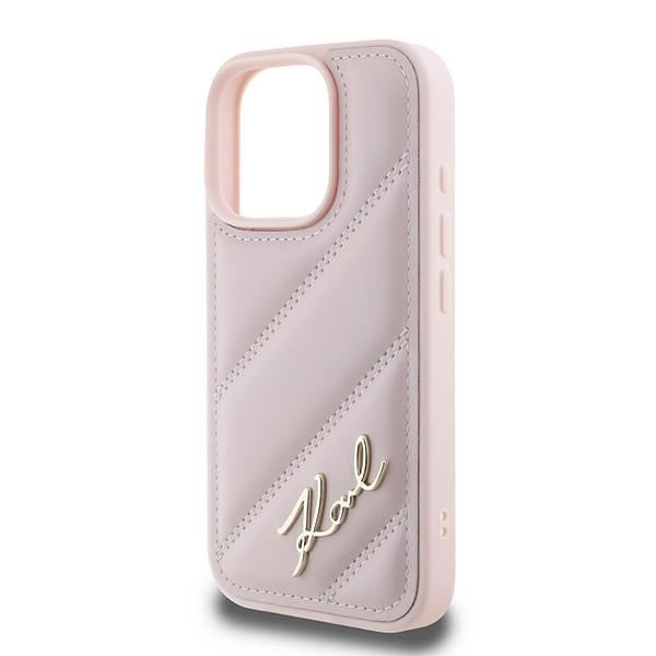 Karl Lagerfeld Quilted Signature Case for iPhone 16 Pro Max 6.9" Pink