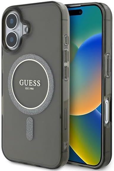 Guess IML Glitter Circle Case with MagSafe for iPhone 16 6.1" Black - GUHMP16SHFGEREK