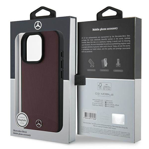 Mercedes Textured And Plain Leather Case with MagSafe for iPhone 16 Pro Max 6.9'' Red - MEHMP16X23RBARR