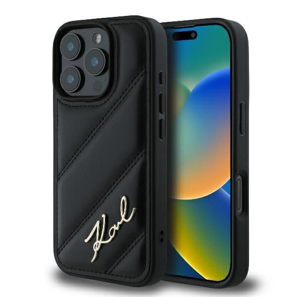Karl Lagerfeld Quilted Signature Case for iPhone 16 Pro 6.3" Black