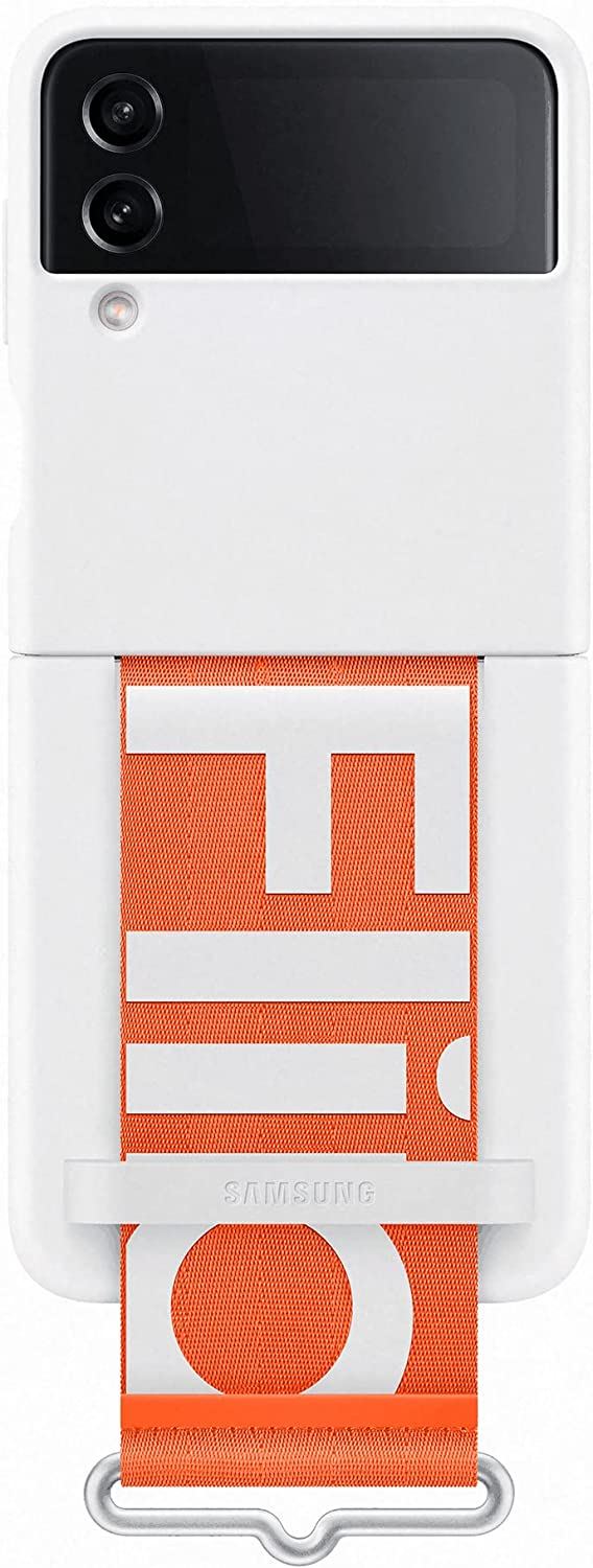 Official Samsung Galaxy Z Flip 4 Silicone Cover with Strap White - EF-GF721TWEGWW