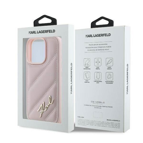 Karl Lagerfeld Quilted Signature Case for iPhone 16 Pro 6.3" Pink