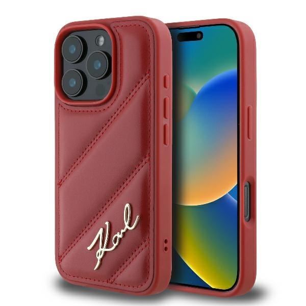 Karl Lagerfeld Quilted Signature Case for iPhone 16 Pro Max 6.9" Red