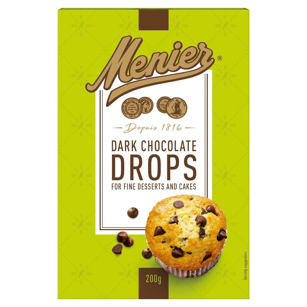 Menier Dark Chocolate Drops Baking Chips for Cakes, Muffins, Dessert - 200g
