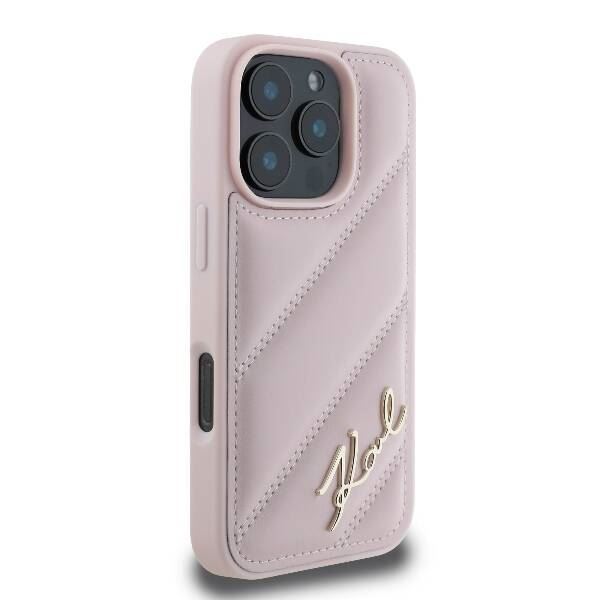 Karl Lagerfeld Quilted Signature Case for iPhone 16 Pro 6.3" Pink