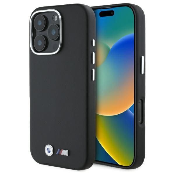 BMW M Series Smooth Full Wrapped Metal Logo Case with MagSafe for iPhone 16 Pro Max 6.9" Black - BMHCP16X23PMWK