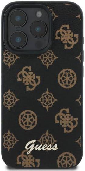 Guess Leather Peony Script Case with MagSafe for iphone 16 Pro 6.3 Black - GUHMP16LPGPYSK"