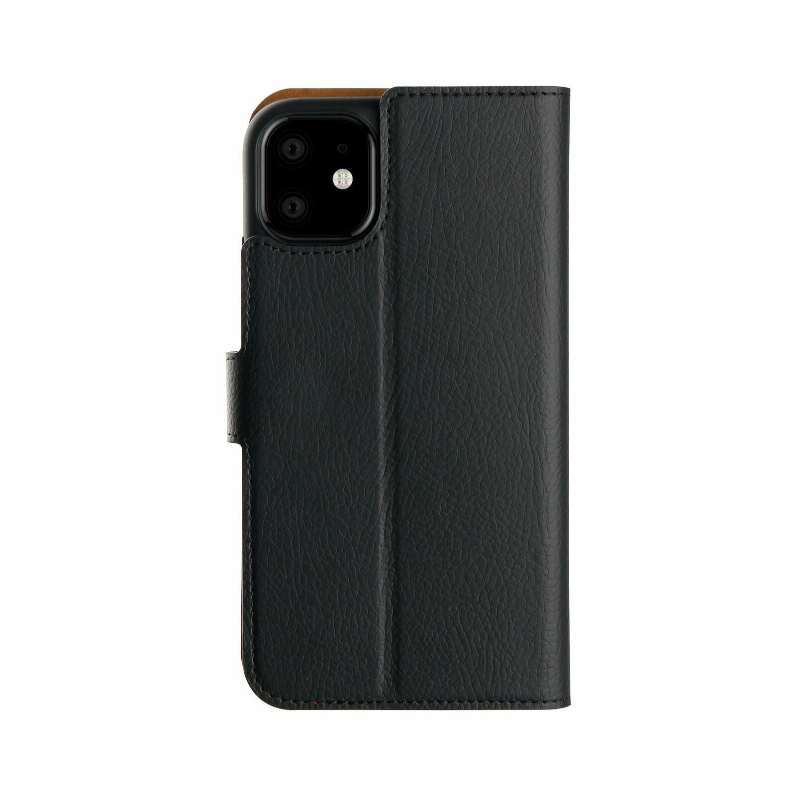 XQISIT Slim Wallet for iphone 11 6.1" Black Case with Stand Function