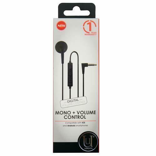 U Unique Black Mono Headset Headphone with Volume Control UUOOMONOVC01