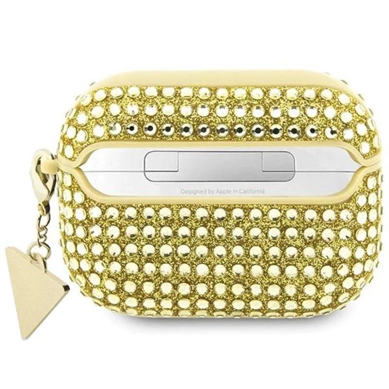 Official Guess Rhinestone Triangle Charm Case for Airpods 3 Gold - GUA3HDGTPD