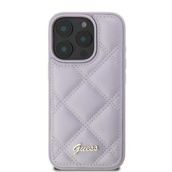Guess Quilted Metal Logo Case for iPhone 16 Pro 6.3" Light Purple