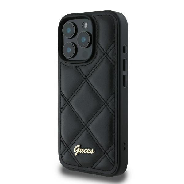 Guess Quilted Metal Logo Case for iPhone 16 Pro 6.3" Black