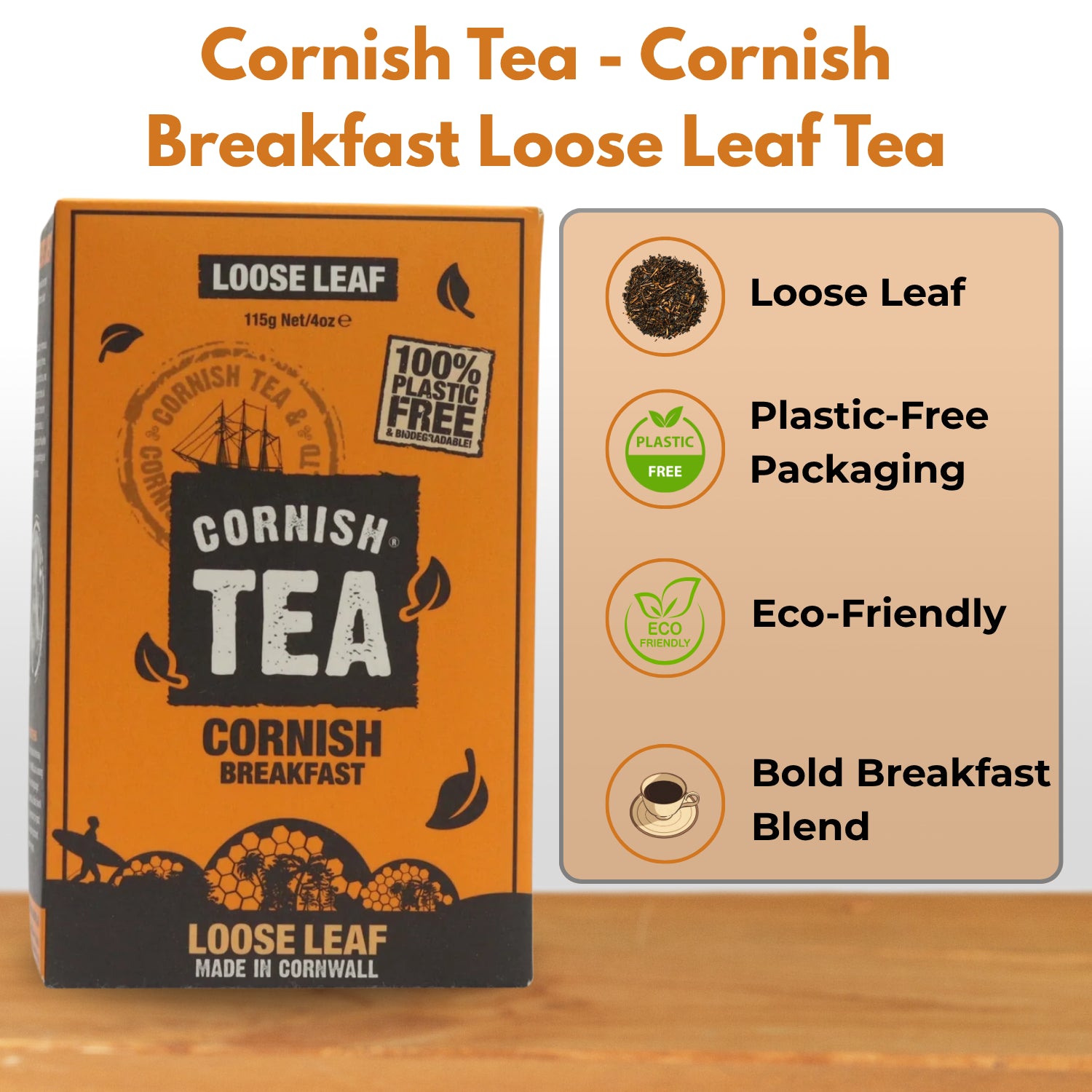Cornish Tea Breakfast Loose Leaf Plastic Free & Biodegradable Tea Bags 115g