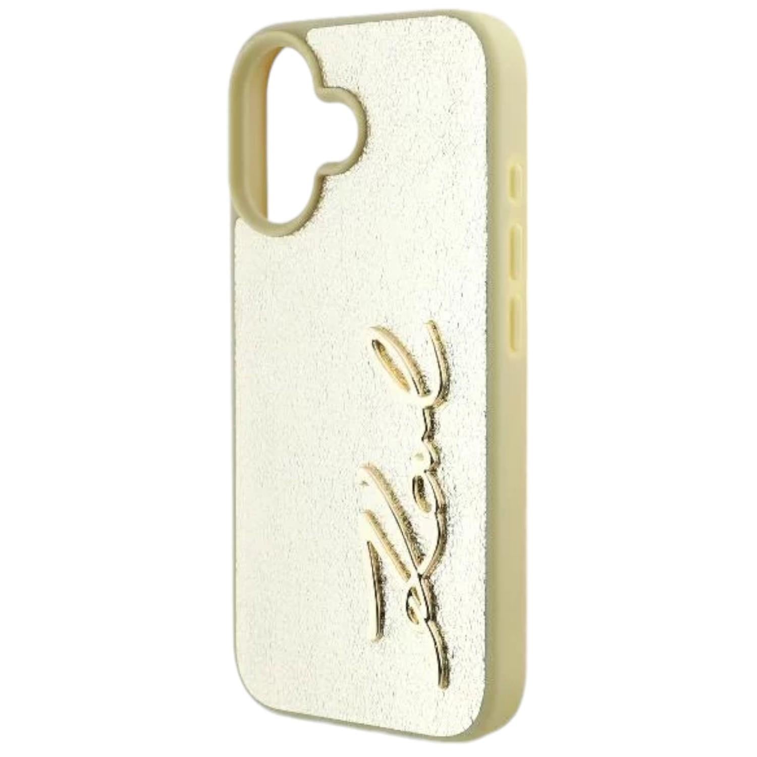 Karl Lagerfeld Metal Signature Case for iPhone 16 6.1" Gold - KLHCP16SPFMFBKMD