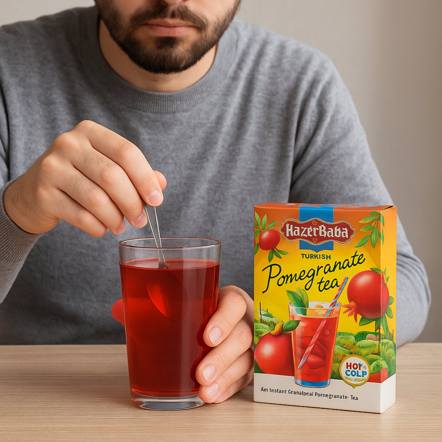 1 X HazerBaba Turkish Pomegranate Tea Instant Hot & Cold Fruit Drink - 250g