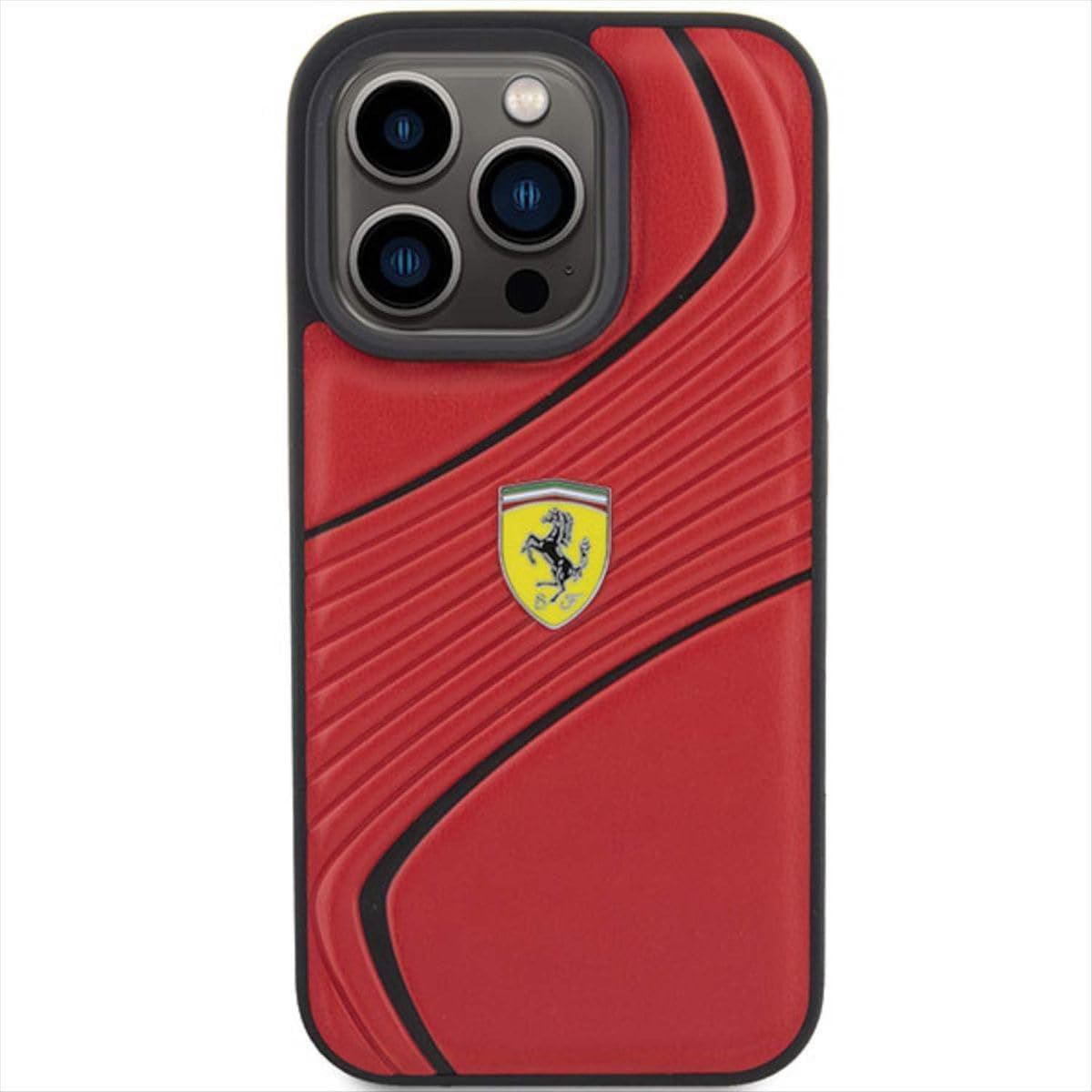 Ferrari Twist Metal Logo Case for iphone 15 Pro 6.1" Red - FEHCP15SPTWR